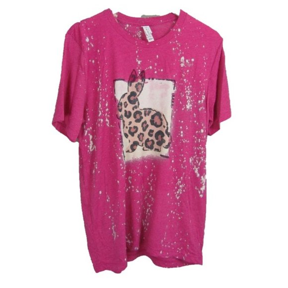 SUPER SOFT BLEACH DYED LEOPARD PATTERN BUNNY TSHIRT - Picture 2 of 5
